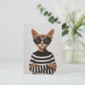 Stylish Cat With Round Glasses Briefkaart (Staand voorkant)