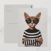 Stylish Cat With Round Glasses Briefkaart (Voorkant / Achterkant)
