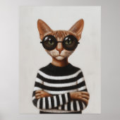 Stylish Cat With Round Glasses Poster (Voorkant)