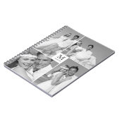 Stylish Center Square Monogram Weddenschap Foto Notitieboek (Linkerzijde)