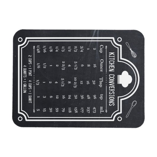 Stylish Chalkboard Kitchen Conversion Chart Magneet (Horizontaal)