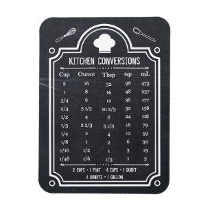 Stylish Chalkboard Kitchen Conversion Chart Magneet