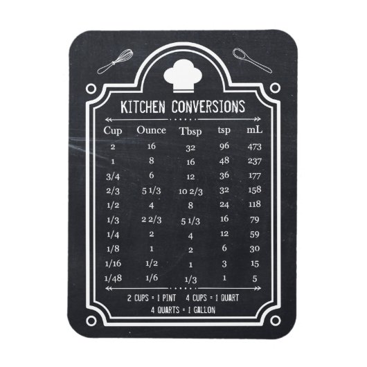 Stylish Chalkboard Kitchen Conversion Chart Magneet (Verticaal)