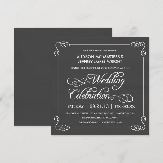 Stylish Chalkboard Wedding Kaart (Voorkant / Achterkant)