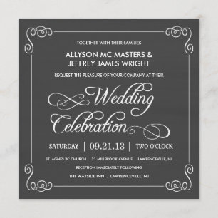 Stylish Chalkboard Wedding Kaart