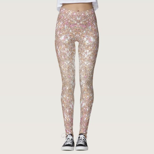 Stylish Champagne Girly Glitter Leggings (Voorkant)