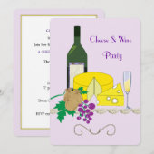 Stylish Cheese and Wine Theme Party Invitation Kaart (Voorkant / Achterkant)