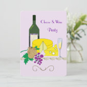Stylish Cheese and Wine Theme Party Invitation Kaart (Staand voorkant)