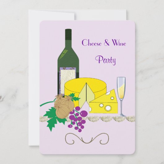 Stylish Cheese and Wine Theme Party Invitation Kaart (Voorkant)