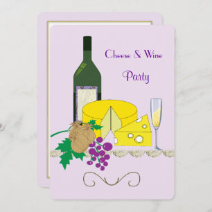 Stylish Cheese and Wine Theme Party Invitation Kaart