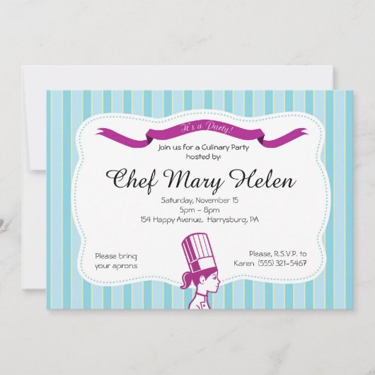 Stylish Chef Culinal Party Invitation Kaart (Voorkant)