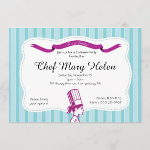 Stylish Chef Culinal Party Invitation Kaart