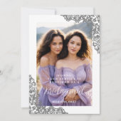 Stylish Cherish Bridesmaid Grey Lace Corner Photo (Voorkant)