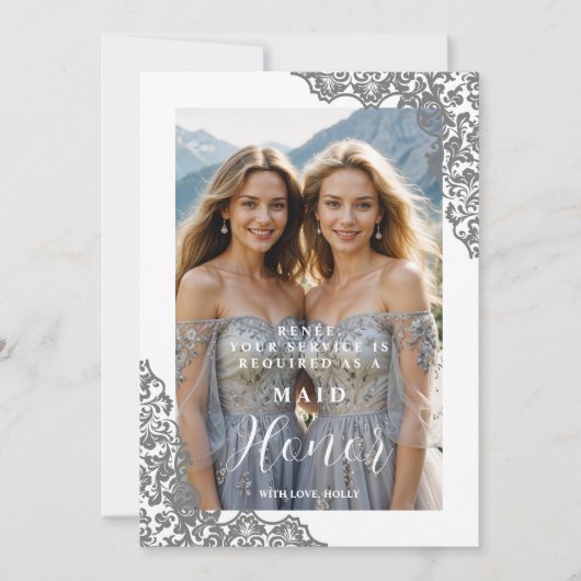 Stylish Cherish Bridesmaid Lace Corner Photo (Voorkant)