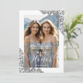 Stylish Cherish Bridesmaid Lace Corner Photo (Staand voorkant)