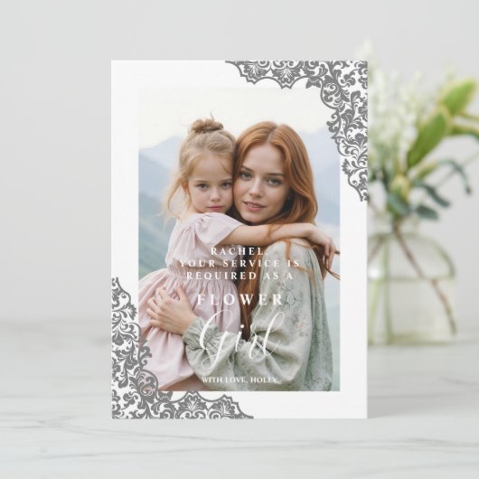 Stylish Cherish Flower Girl Lace Corner Photo (Staand voorkant)