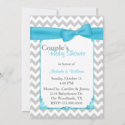 Stylish Chevron Couple's Baby shower Invitation Kaart (Voorkant)