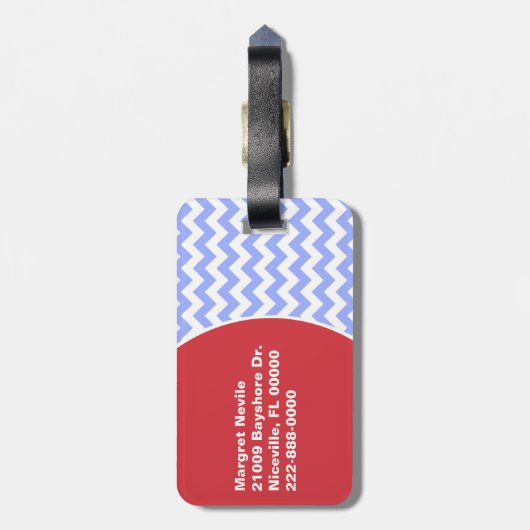 Stylish Chevron & Crab Bagagelabel (Achterkant verticaal)