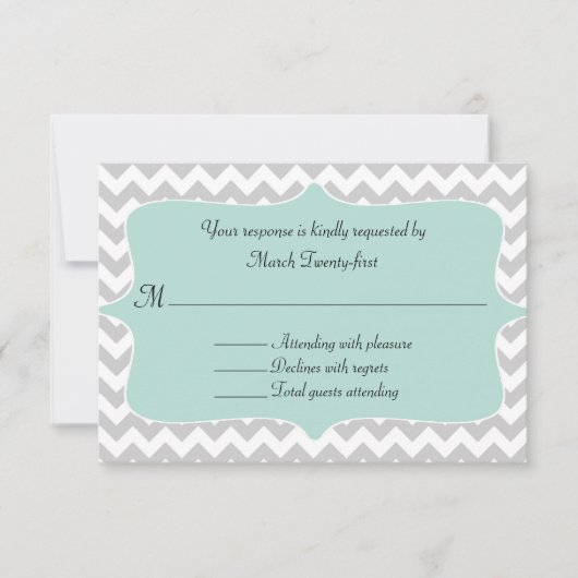 Stylish Chevron Custom Wedding RSVP Card Kaartje (Voorkant)