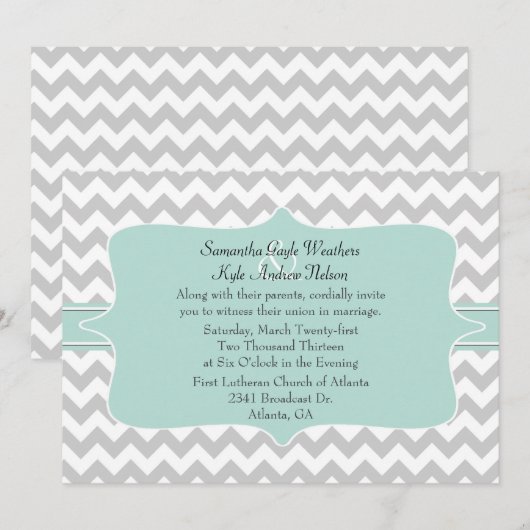 Stylish Chevron Wedding Invitation Kaart (Voorkant / Achterkant)