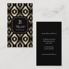 Stylish Chic Black Gold Foil Diamond Ikat Monogram Visitekaartje