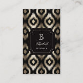 Stylish Chic Black Gold Foil Diamond Ikat Monogram Visitekaartje (Voorkant)