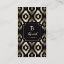 Stylish Chic Black Gold Foil Diamond Ikat Monogram