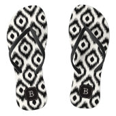 Stylish Chic Black Ivory Diamond Ikat Monogram Teenslippers (Voetbed)