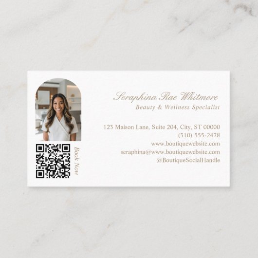 Stylish Chic Elegant Arch Photos Monogram QR Code Visitekaartje (Achterkant)
