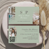 Stylish Chic Elegant Arch Photos Monogram QR Code Visitekaartje