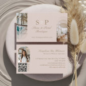 Stylish Chic Elegant Arch Photos Monogram QR Code Visitekaartje