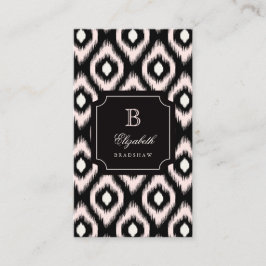 Stylish Chic Ivory Pink Diamond Ikat Monogram Visitekaartje