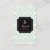 Stylish Chic Mint Ivory Diamond Ikat Monogram Visitekaartje (Voorkant)