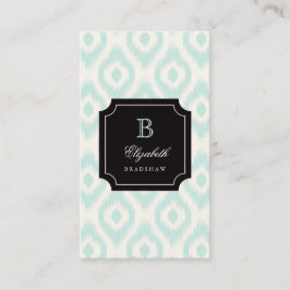 Stylish Chic Mint Ivory Diamond Ikat Monogram Visitekaartje