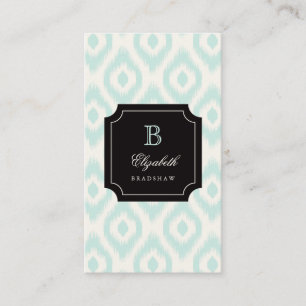 Stylish Chic Mint Ivory Diamond Ikat Monogram Visitekaartje