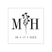 Stylish Chic Wedding Wildflowers Initials Monogram Rubberstempel (Afrduk)