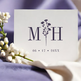 Stylish Chic Wedding Wildflowers Initials Monogram Rubberstempel