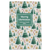 Stylish Christmas trees candy canes custom gifting Medium Cadeauzakje (Voorkant)