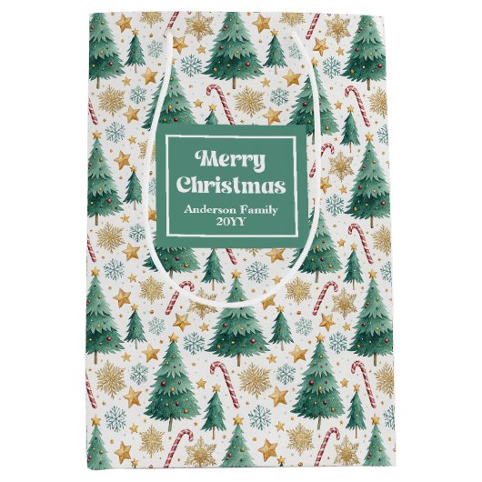 Stylish Christmas trees candy canes custom gifting Medium Cadeauzakje (Voorkant)