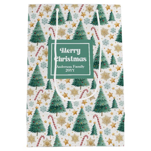 Stylish Christmas trees candy canes custom gifting Medium Cadeauzakje (Achterkant)