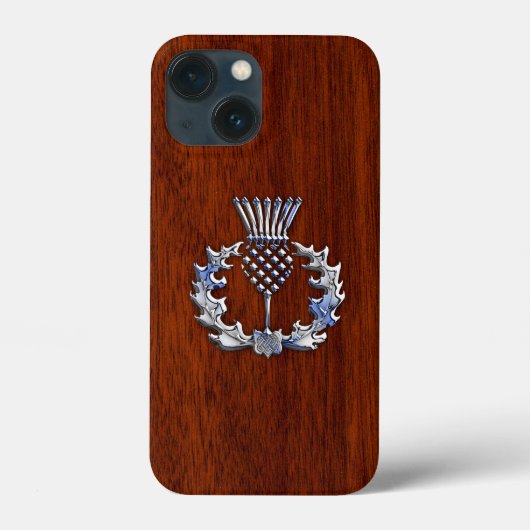 Stylish Chrome en Mahogany Wood Scottish Thistle Case-Mate iPhone Case (Achterkant)