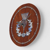 Stylish Chrome en Mahogany Wood Scottish Thistle Grote Klok (Hoek)