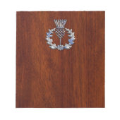 Stylish Chrome en Mahogany Wood Scottish Thistle Notitieblok (Voorkant)