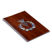 Stylish Chrome en Mahogany Wood Scottish Thistle Notitieboek (Rechterzijde)