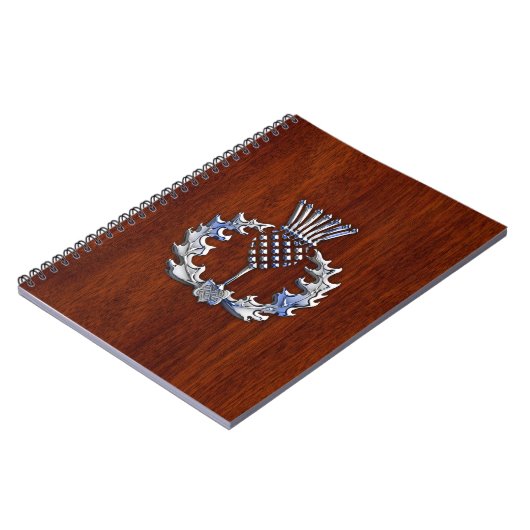 Stylish Chrome en Mahogany Wood Scottish Thistle Notitieboek (Linkerzijde)