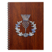 Stylish Chrome en Mahogany Wood Scottish Thistle Notitieboek (Voorkant)