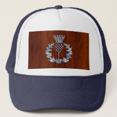 Stylish Chrome en Mahogany Wood Scottish Thistle Trucker Pet (Voorkant)