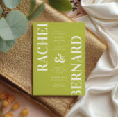 Stylish Citrus Green Typography QR Code Wedding Kaart