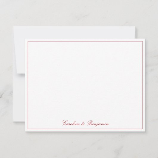 Stylish Classic Script Elegant Wedding Custom Red Bedankkaart (Voorkant)