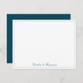 Stylish Classic Script Elegant Wedding Custom Teal Bedankkaart (Voorkant / Achterkant)